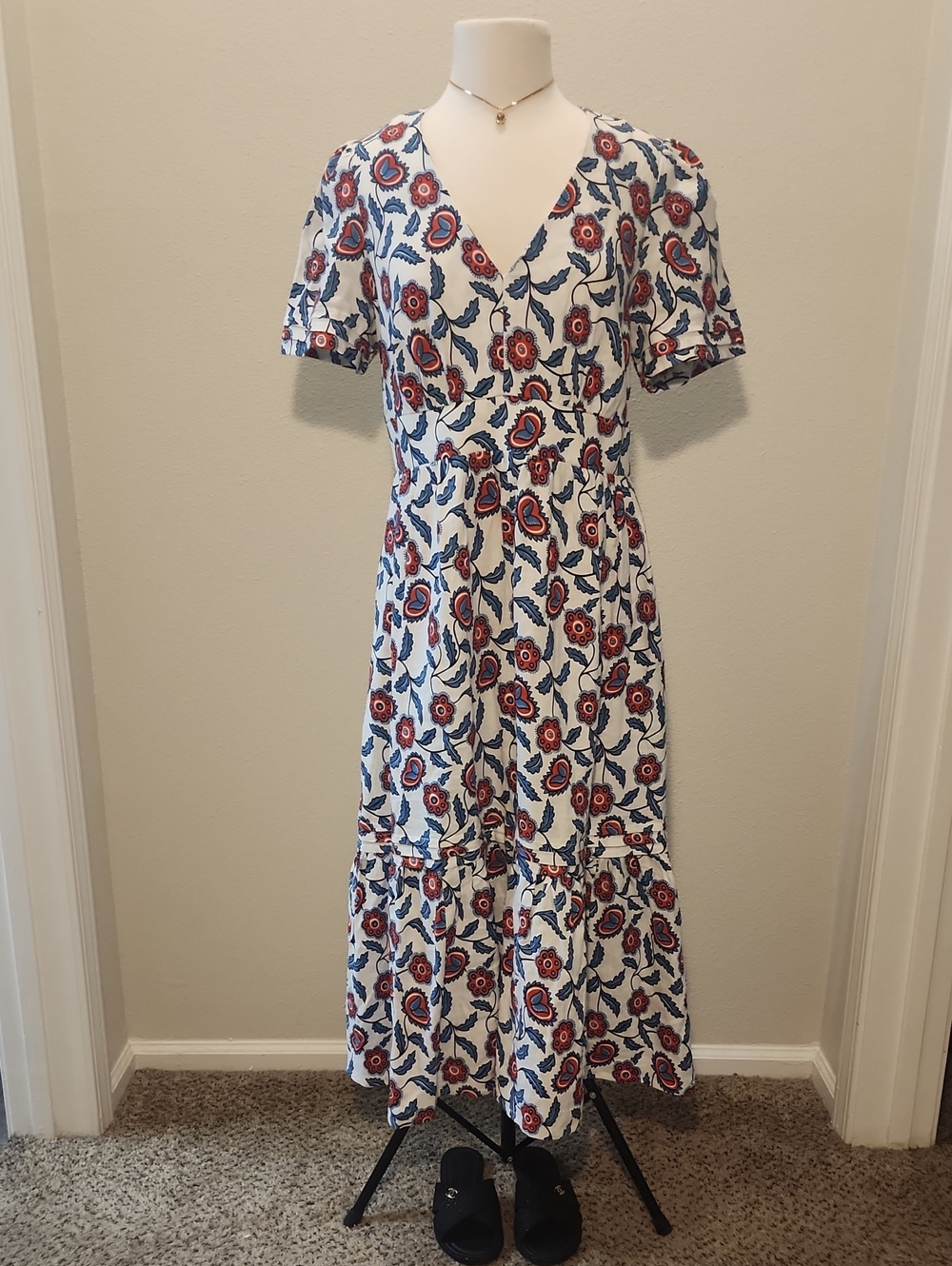 BODEN Eve Linen Midi Dress Floral NWT - Picture 1 of 15
